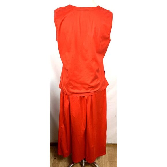 Michael Simon 2 Piece Skirt Set Sz L Red Tank Top Maxi Skirt Applique Flowers - Picture 5 of 7